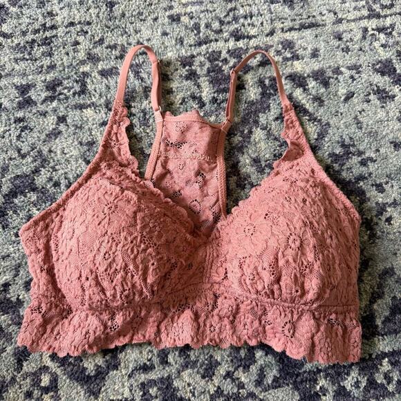 Aerie Other - Aerie Lace Pink Salmon Embroidered Padded Medium Support Racer Back- Medium
